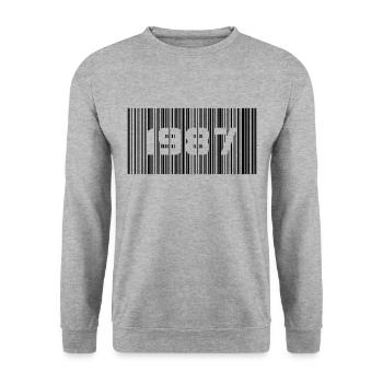 Geburtsjahr Geburtstag Born In 1987 - Made in 1987 - Unisex Pullover - Weißgrau meliert - Vorne - Alina (178cm) & Michal (187cm)