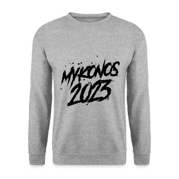 Mykonos 2023 - Unisex Pullover - Weißgrau meliert - Vorne - Alina (178cm) & Michal (187cm)