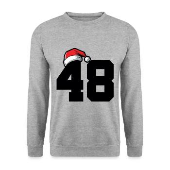 48 Zahl Weihnachten - Unisex Pullover - Weißgrau meliert - Vorne - Alina (178cm) & Michal (187cm)