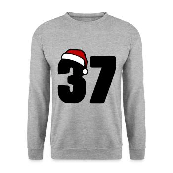 37 Numéro Noël - Sweat-shirt Unisexe - gris chiné - Devant - Alina (178cm) & Michal (187cm)