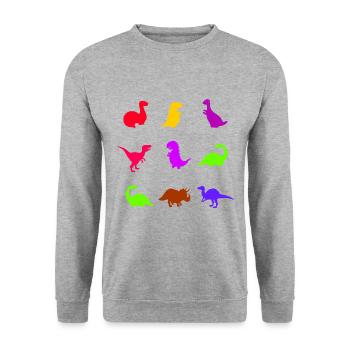 DINO Back to School Books T-Shirt GIFT - Unisex Sweatshirt - salt & pepper - Front - Alina (178cm) & Michal (187cm)