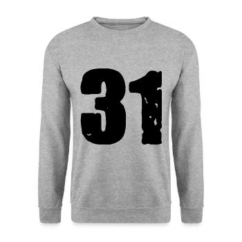 31 Zahl Trikot - Unisex Pullover - Weißgrau meliert - Vorne - Alina (178cm) & Michal (187cm)