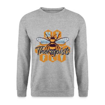 Accessoires apicoles en nid d’abeille - Sweat-shirt Unisexe - gris chiné - Devant - Alina (178cm) & Michal (187cm)