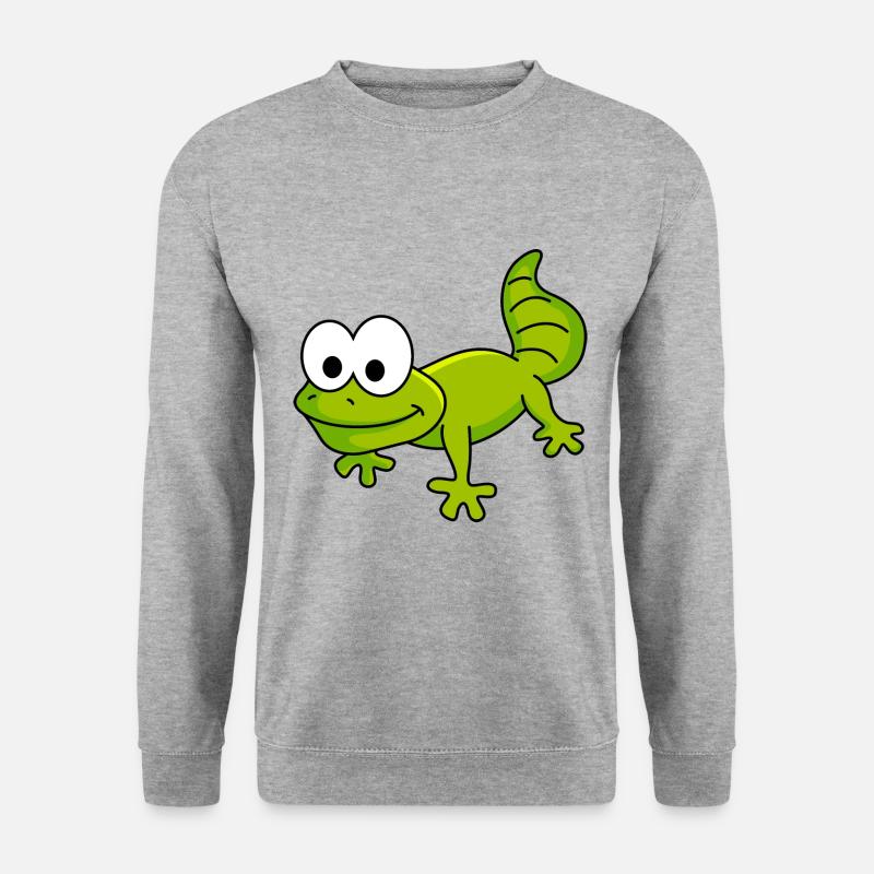 Gecko Comic Tier - Unisex Pullover - Weißgrau meliert