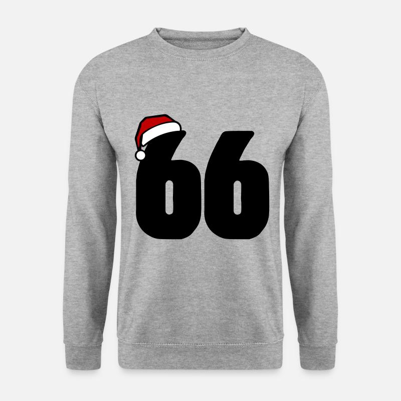 66 Zahl Weihnachten - Unisex Pullover - Weißgrau meliert