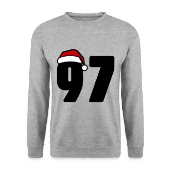 97 Numéro Noël - Sweat-shirt Unisexe - gris chiné - Devant - Alina (178cm) & Michal (187cm)