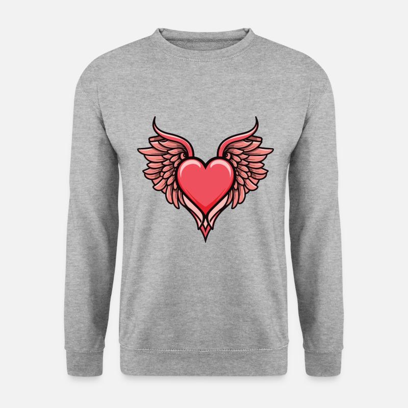 Herz Flügel - Unisex Pullover - Weißgrau meliert
