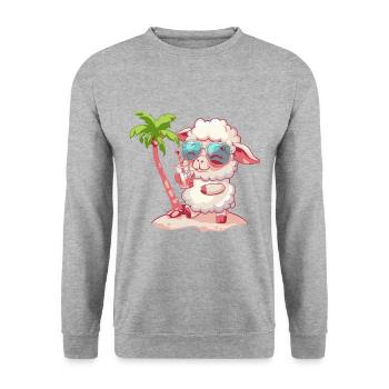 Sheep Summer Beach Holiday - Unisex Sweatshirt - salt & pepper - Front - Alina (178cm) & Michal (187cm)