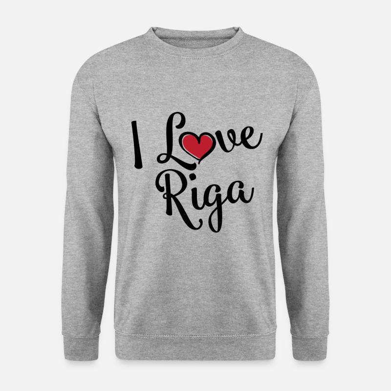 I Love Riga - Unisex Pullover - Weißgrau meliert
