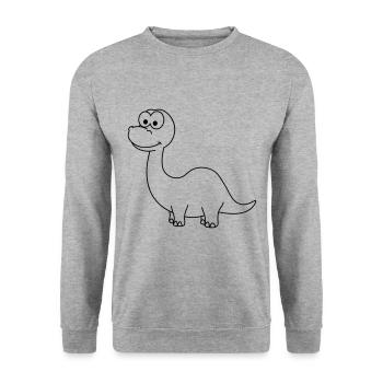 Dinosaur brontosaurus Comic - Unisex Sweatshirt - salt & pepper - Front - Alina (178cm) & Michal (187cm)