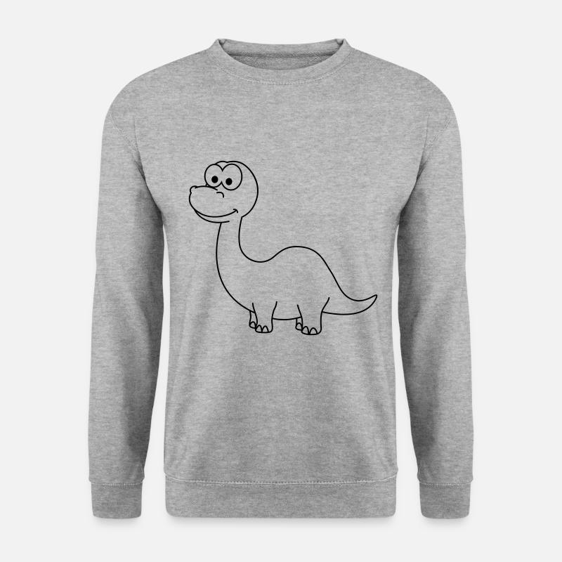 Dinosaurier brontosaurus Comic - Unisex Pullover - Weißgrau meliert