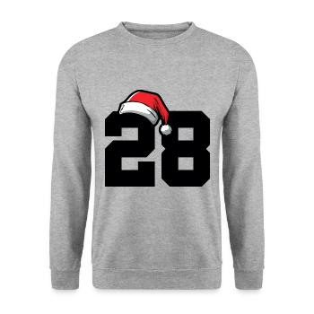28 Zahl Weihnachten - Unisex Pullover - Weißgrau meliert - Vorne - Alina (178cm) & Michal (187cm)