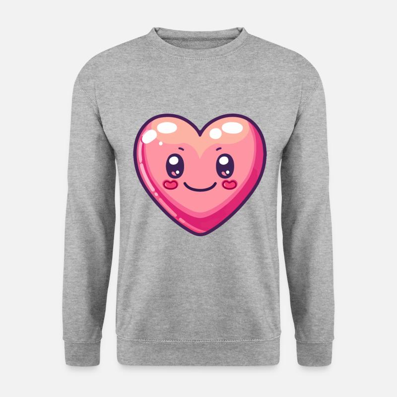 Herz Liebe Comic - Unisex Pullover - Weißgrau meliert