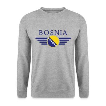 J’aime la Bosnie, T-shirt design de style élégance - Sweat-shirt Unisexe - gris chiné - Devant - Alina (178cm) & Michal (187cm)