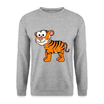 Tiger Comic Animal - Unisex Sweatshirt - salt & pepper - Front - Alina (178cm) & Michal (187cm)