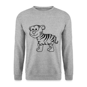 Tiger Comic Animal - Unisex Sweatshirt - salt & pepper - Front - Alina (178cm) & Michal (187cm)