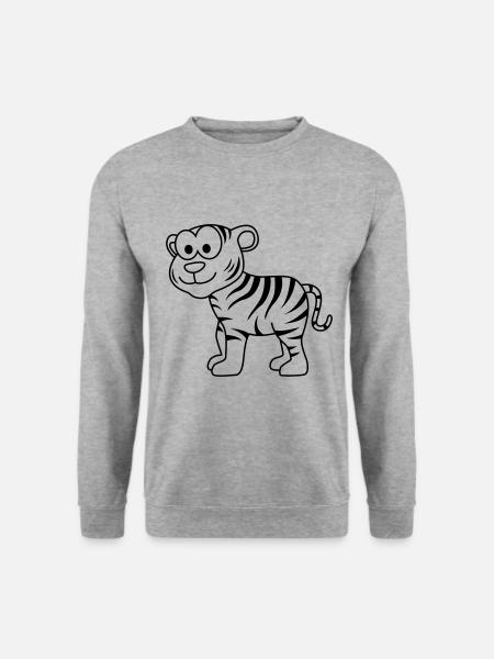 Tiger Comic Tier - Unisex Pullover - Weißgrau meliert