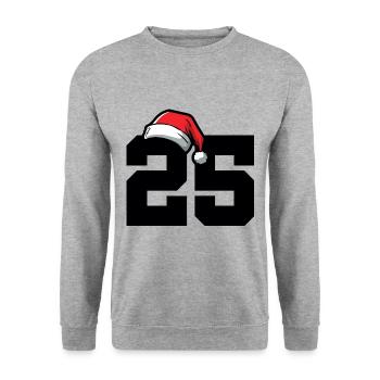 25 Zahl Weihnachten - Unisex Pullover - Weißgrau meliert - Vorne - Alina (178cm) & Michal (187cm)