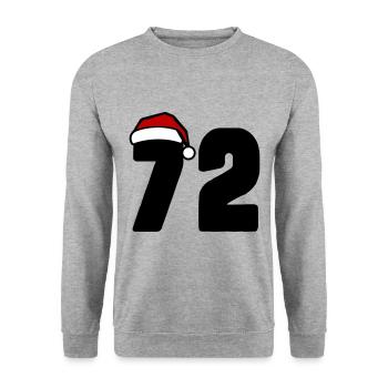 72 Zahl Weihnachten - Unisex Pullover - Weißgrau meliert - Vorne - Alina (178cm) & Michal (187cm)
