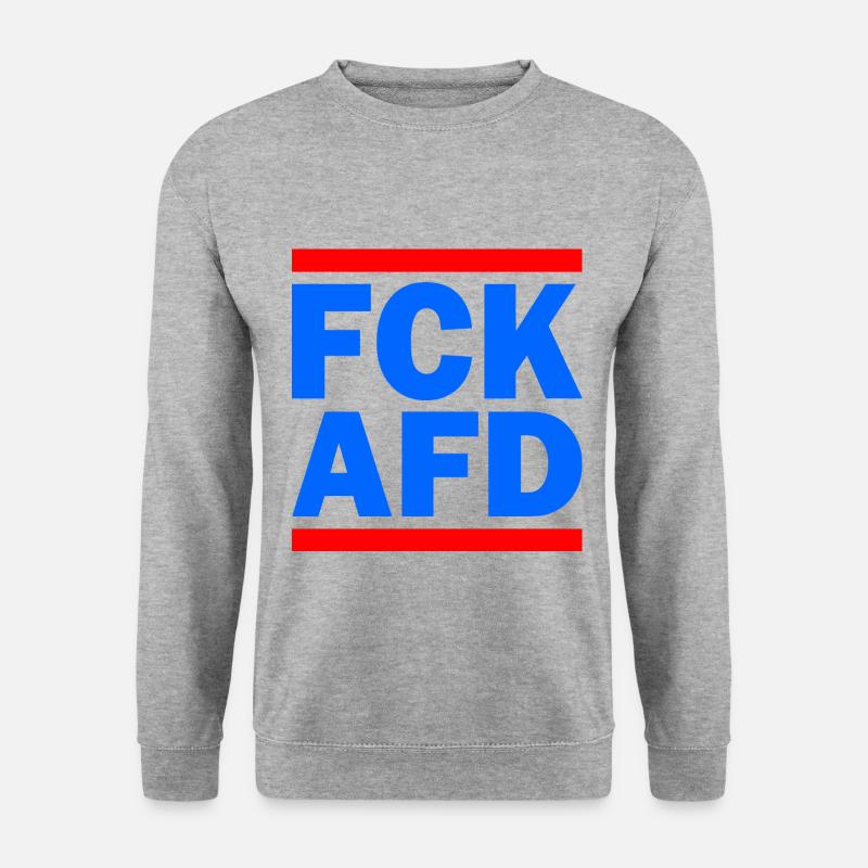 Fck afd - Unisex Pullover - Weißgrau meliert