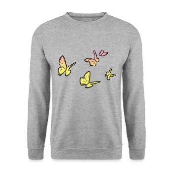 papillons jaunes symbole papillon - Sweat-shirt Unisexe - gris chiné - Devant - Alina (178cm) & Michal (187cm)