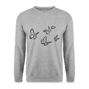 schmetterlinge muster fliegen symbol tiere - Unisex Pullover - Weißgrau meliert - Vorne - Alina (178cm) & Michal (187cm)