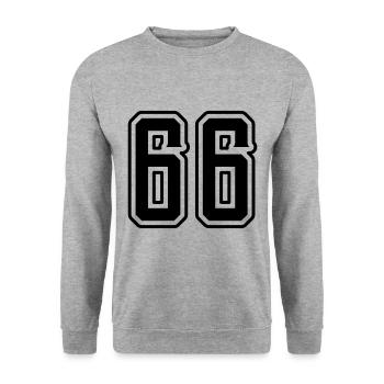66 number symbol - Unisex Sweatshirt - salt & pepper - Front - Alina (178cm) & Michal (187cm)