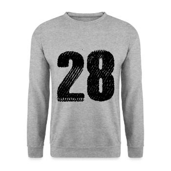 28 Number jersey - Unisex Sweatshirt - salt & pepper - Front - Alina (178cm) & Michal (187cm)