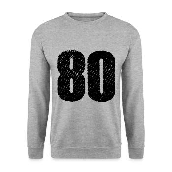 80 Zahl Trikot - Unisex Pullover - Weißgrau meliert - Vorne - Alina (178cm) & Michal (187cm)
