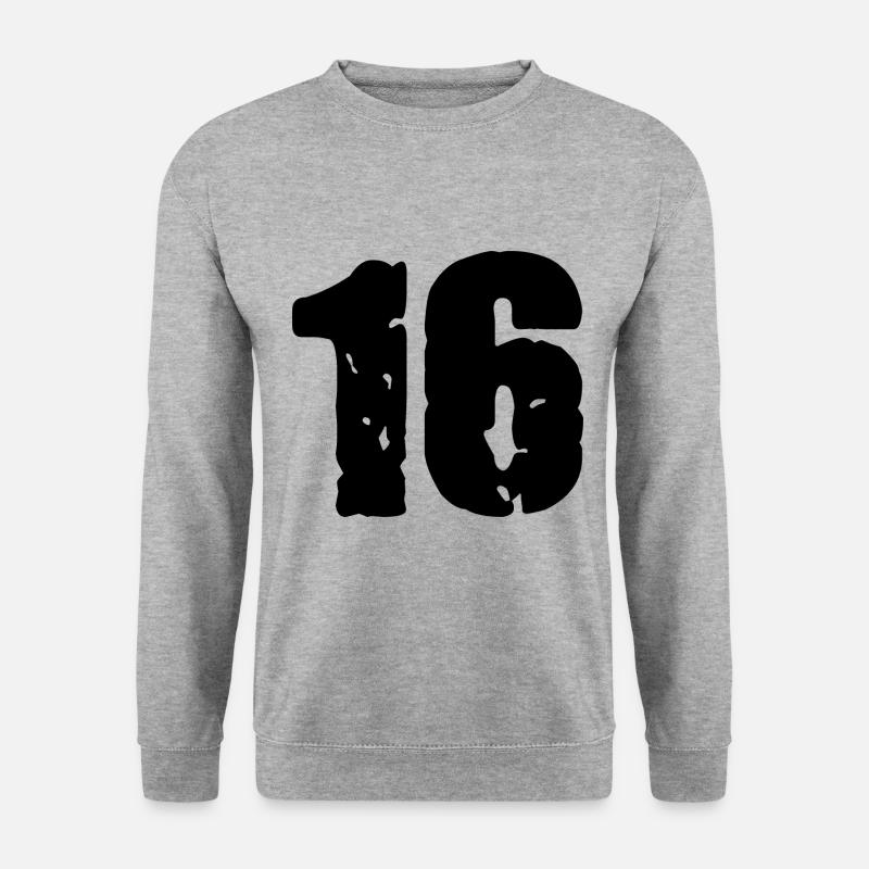 16 Zahl Trikot - Unisex Pullover - Weißgrau meliert