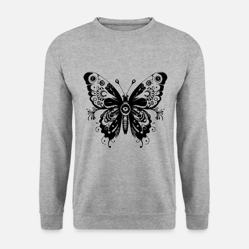 Papillon Mandala Boho - Sweat-shirt Unisexe - gris chiné