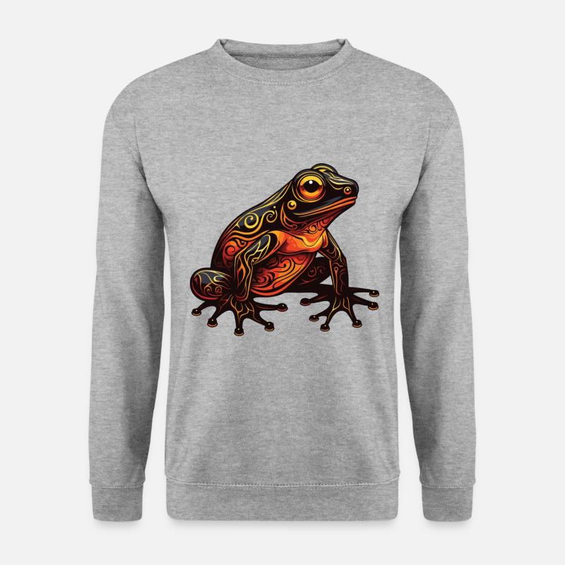 Frosch Portrait - Unisex Pullover - Weißgrau meliert