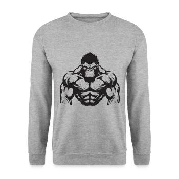 Gorilla Muscles Gymnase d’entraînement - Sweat-shirt Unisexe - gris chiné - Devant - Alina (178cm) & Michal (187cm)
