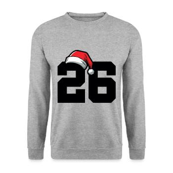 26 Zahl Weihnachten - Unisex Pullover - Weißgrau meliert - Vorne - Alina (178cm) & Michal (187cm)