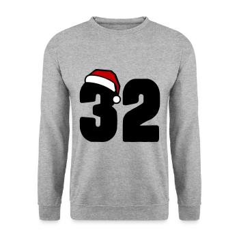 32 Numéro Noël - Sweat-shirt Unisexe - gris chiné - Devant - Alina (178cm) & Michal (187cm)