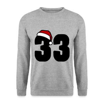 33 Numéro Noël - Sweat-shirt Unisexe - gris chiné - Devant - Alina (178cm) & Michal (187cm)