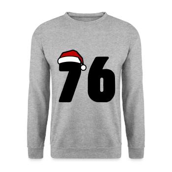 76 Number Christmas - Unisex Sweatshirt - salt & pepper - Front - Alina (178cm) & Michal (187cm)