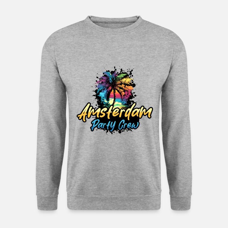 Amsterdam Party Crew Urlaub - Unisex Pullover - Weißgrau meliert