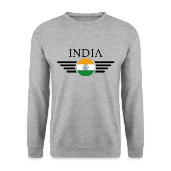 Indien Stil Design T-Shirt - Unisex Pullover - Weißgrau meliert - Vorne - Alina (178cm) & Michal (187cm)