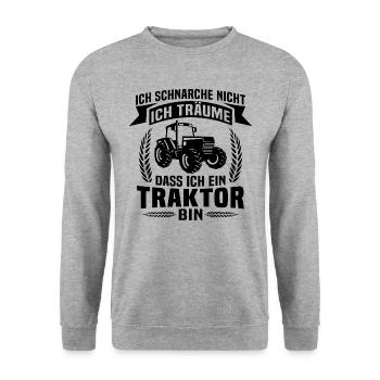 Ich Träume Dass Ich Ein Traktor Bin - Unisex Pullover - Weißgrau meliert - Vorne - Alina (178cm) & Michal (187cm)