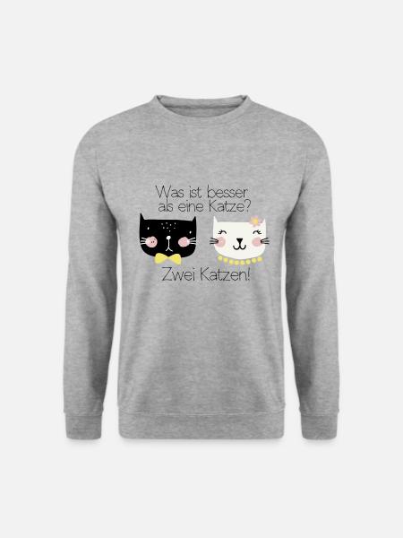 Katzen - Unisex Pullover - Weißgrau meliert