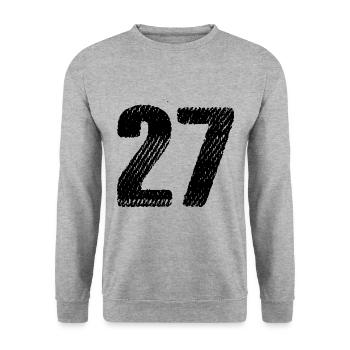 27 Zahl Trikot - Unisex Pullover - Weißgrau meliert - Vorne - Alina (178cm) & Michal (187cm)