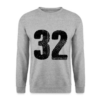 32 number jersey - Unisex Sweatshirt - salt & pepper - Front - Alina (178cm) & Michal (187cm)