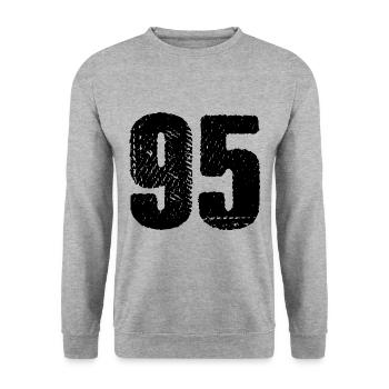 95 number jersey - Unisex Sweatshirt - salt & pepper - Front - Alina (178cm) & Michal (187cm)