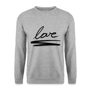 liebe text strich valentinstag - Unisex Pullover - Weißgrau meliert - Vorne - Alina (178cm) & Michal (187cm)