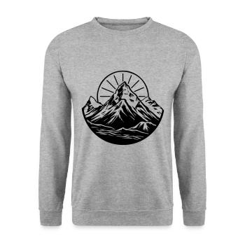 Berge Symbol Mountains - Unisex Sweatshirt - salt & pepper - Front - Alina (178cm) & Michal (187cm)