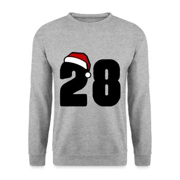 28 Zahl Weihnachten - Unisex Pullover - Weißgrau meliert - Vorne - Alina (178cm) & Michal (187cm)