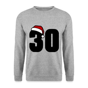 30 Zahl Weihnachten - Unisex Pullover - Weißgrau meliert - Vorne - Alina (178cm) & Michal (187cm)
