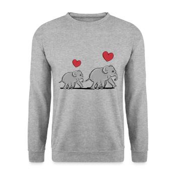 elephant family mother baby heart animal symbol - Unisex Sweatshirt - salt & pepper - Front - Alina (178cm) & Michal (187cm)