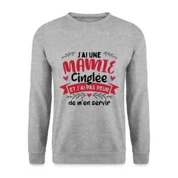 Mamie Petite-Fille Mamé Mémère - Sweat-shirt Unisexe - gris chiné - Devant - Alina (178cm) & Michal (187cm)